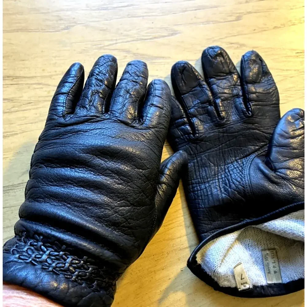 VTG 60s 70s Italian Black Leather Gloves Driving Womens 7 Made in Italy WPL 9111